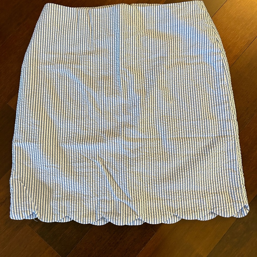 Talbots Scalloped Seersucker Skirt Size 2 Petite